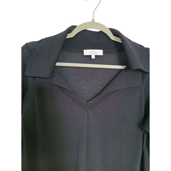Pearl by Lela Rose Collared Knit Long Sleeve Top Size Small - Picture 2 of 6